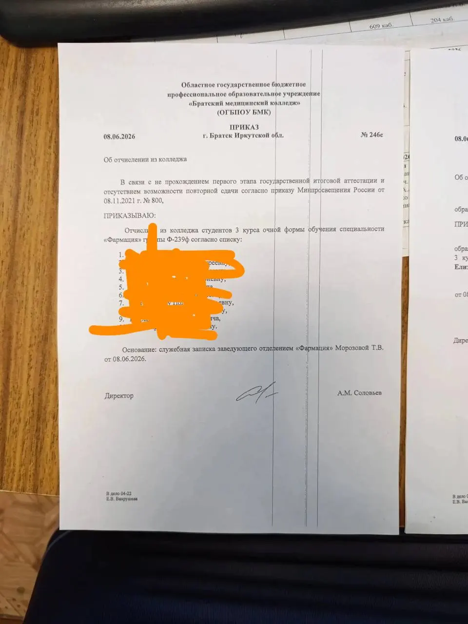 35 студентов лечебного и фармацевтического отделений отчислены; часть юношей получили предложение подписать контракт для отправки на СВО, другим предлагают за 86 тыс. ₽ пройти полугодовое переобучение.