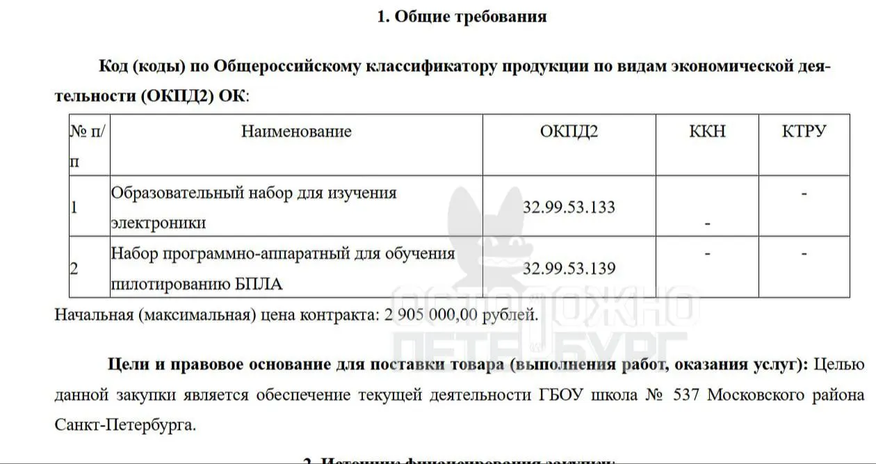 Учебное заведение приобрело пять наборов беспилотников и 14 комплектов для электроники на 2,9 млн рублей, а также закупило оборудование для тренировок безопасности почти на 1 млн.